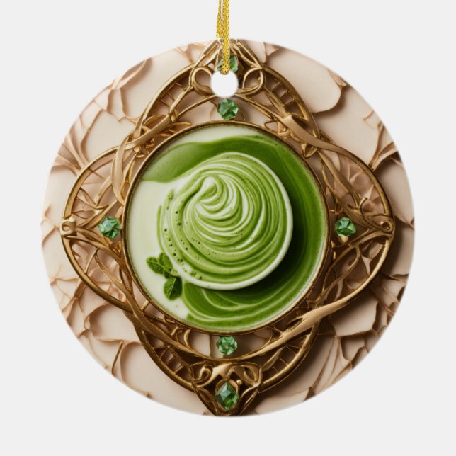 Ornement en céramique Matcha Latte Prism (Dos)
