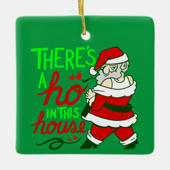 Ornement En Céramique mauvais Noël santa claus ho maison (Devant)