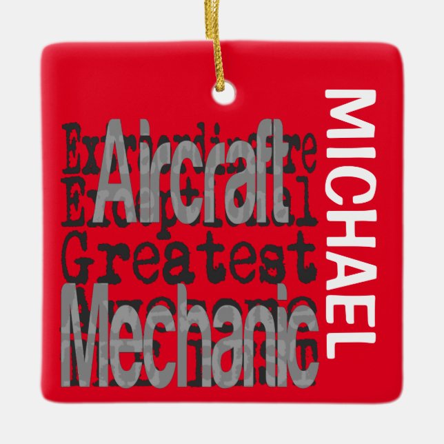 Ornement En Céramique Mécanicien d'aéronef Extraordinaire CUSTOM (Devant)