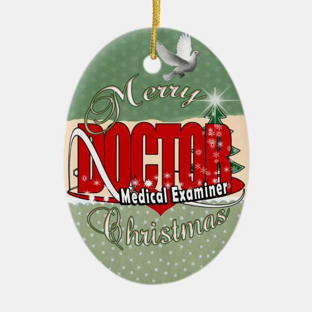 ORNEMENT EN CÉRAMIQUE MÉDECIN DE NOËL EXAMINATEUR MÉDICALE (Devant)