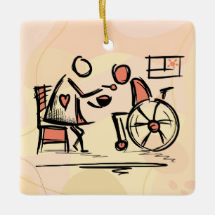 Ornement En Céramique Meilleur professionnel et personne en fauteuil rou