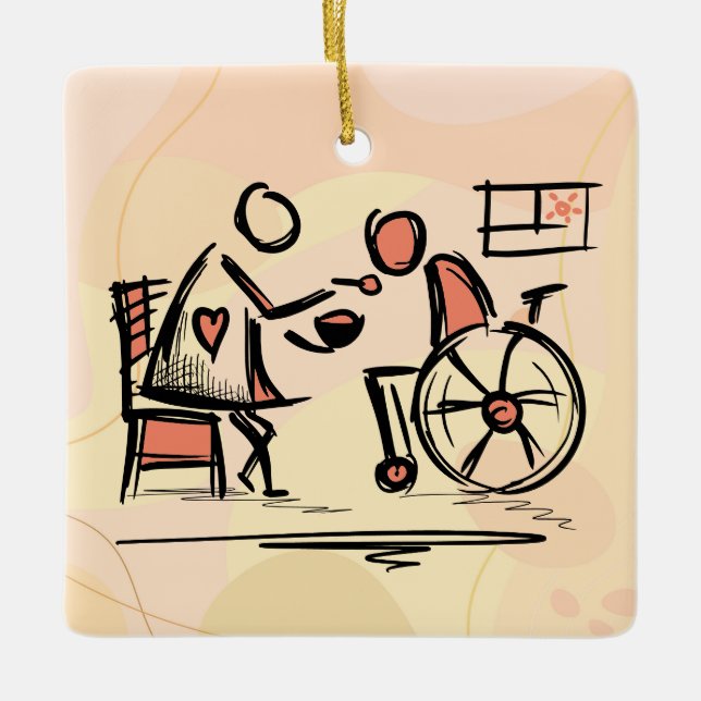 Ornement En Céramique Meilleur professionnel et personne en fauteuil rou (Devant)