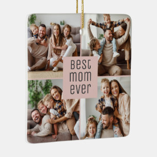 Ornement En Céramique Meilleure Maman 5 Photos Rose Pâle Fête des Mères