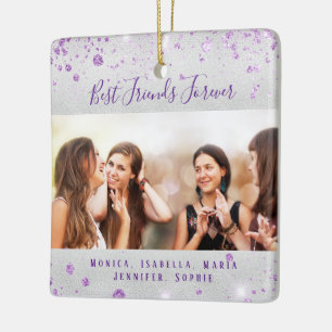Ornement En Céramique Meilleurs amis argent violet parties scintillant n