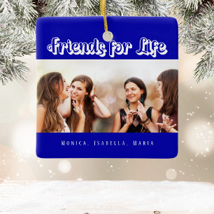 Ornement En Céramique Meilleurs amis bleu royal photo noms