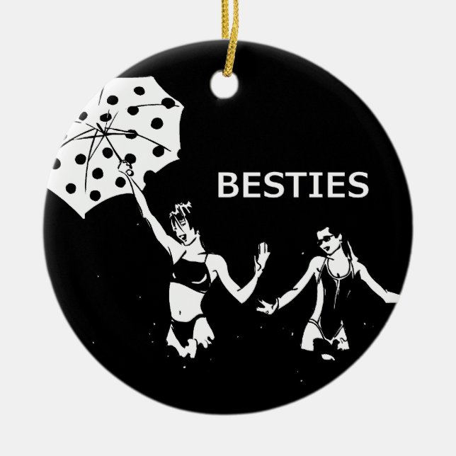 Ornement En Céramique Meilleurs amis de Besties sur la plage (Devant)