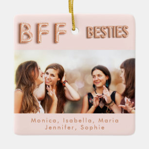 Ornement En Céramique Meilleurs amis pour toujours photo rose or besties