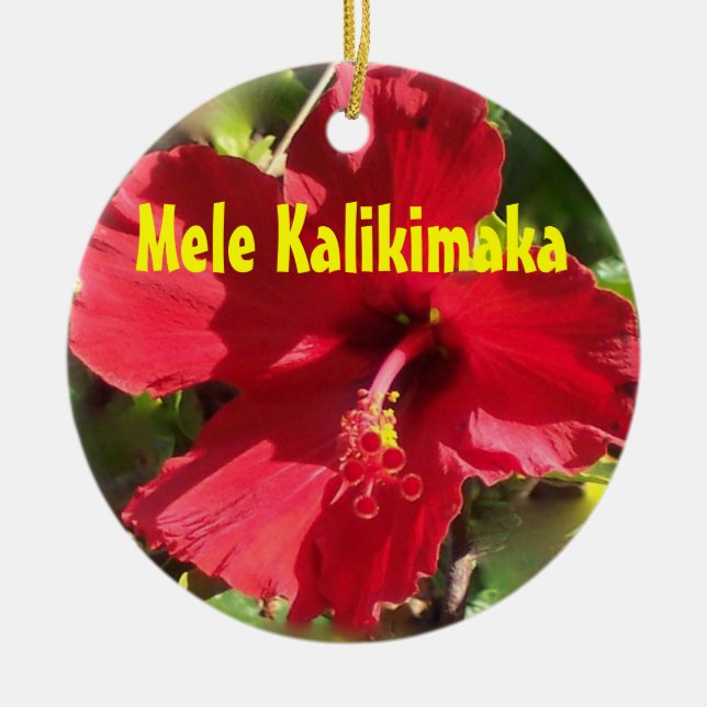 Ornement En Céramique Mele hawaïen Kalikimaka (Devant)