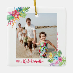 Ornement En Céramique Mele Kalikimaka Fleurs tropicales Noël