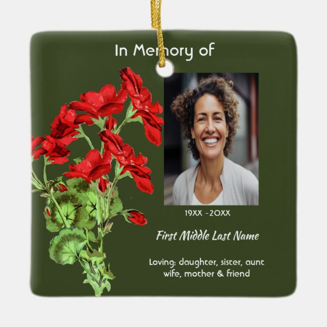 Ornement En Céramique Memorial Keepsake Geranium Flower (Devant)