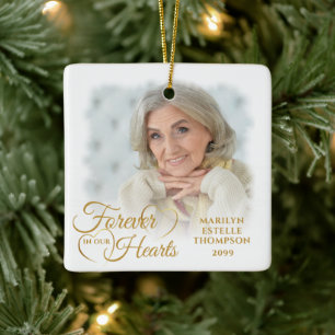 Ornement En Céramique Mémorial pour toujours dans nos coeurs 2 Photo Gol