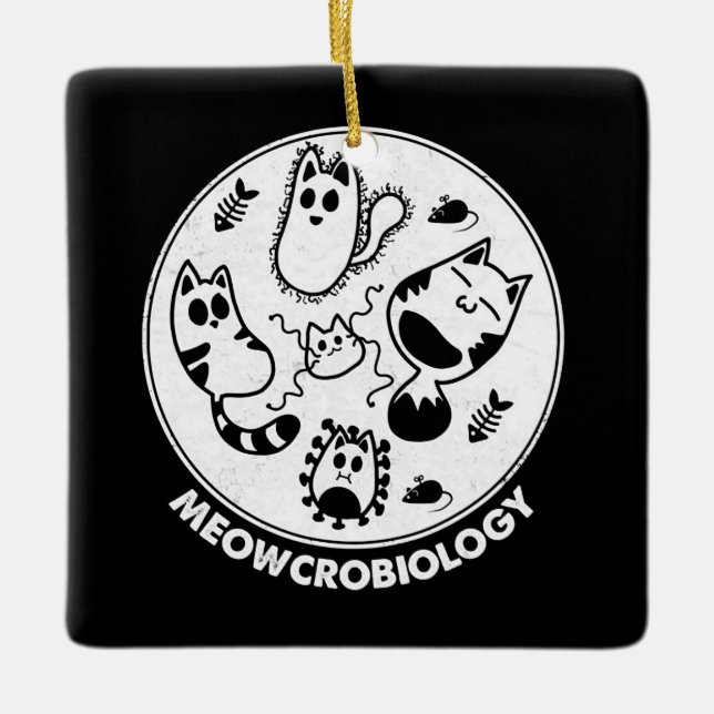 Ornement En Céramique Meowcrobiologie Amoureux de les chats en microbiol (Devant)