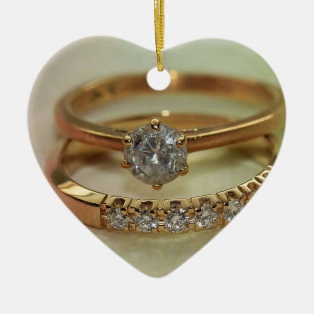 Ornement En Céramique M'épouseras-tu ? Anneau de diamant (Devant)