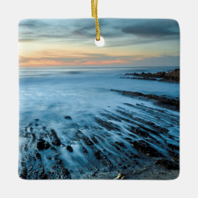 Ornement En Céramique Mer bleue au coucher du soleil, Californie (Devant)