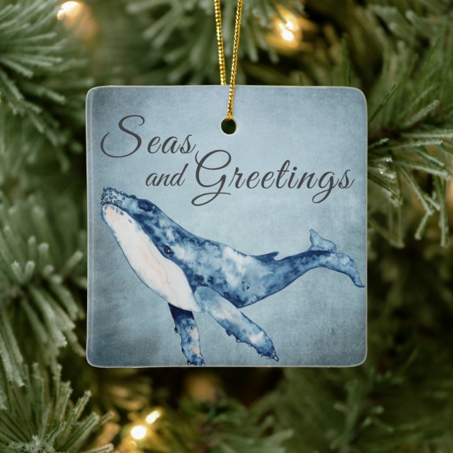 Ornement En Céramique Mer personnalisée et salutations Baleine Noël (Arbre)