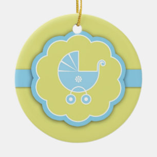 Ornement En Céramique Merci Baby shower bleu Favoriser l'ornement