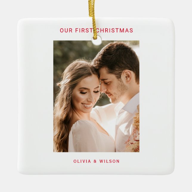 Ornement En Céramique Merry Christmas and Married Photo (Devant)