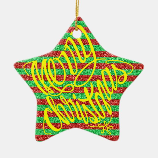 Ornement En Céramique Merry Christmas in 8 langs and Happy Holiday (Devant)