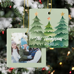 Ornement En Céramique Merry Christmas Photo Typography Newsletter