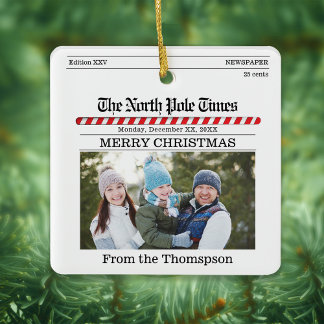 Ornement En Céramique Merry Christmas Photo Typography Newsletter