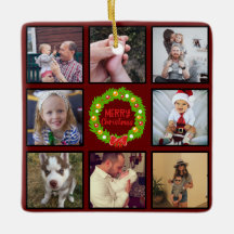 Merry Christmas Wreath Custom Photo Collage