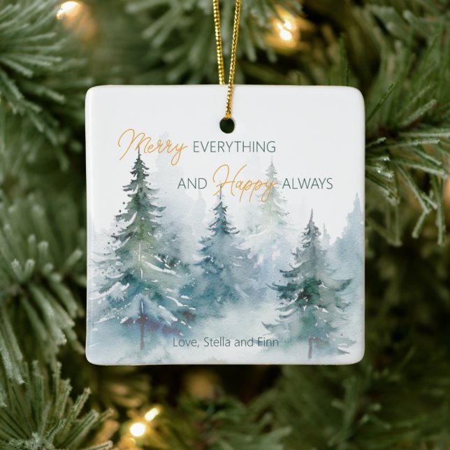 Ornement En Céramique Merry Everything Happy Always Winter Trees (Arbre)