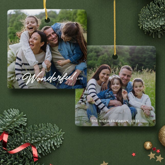 Ornement En Céramique Merveilleuse vie deux photo simple Noël (Créateur téléchargé)