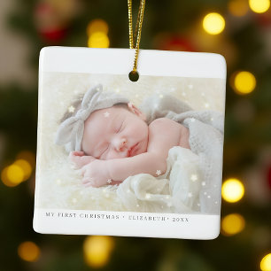 Ornement En Céramique Mes premières stars de Noël Photo de bébé moderne