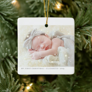 Ornement En Céramique Mes premières stars de Noël Photo de bébé moderne