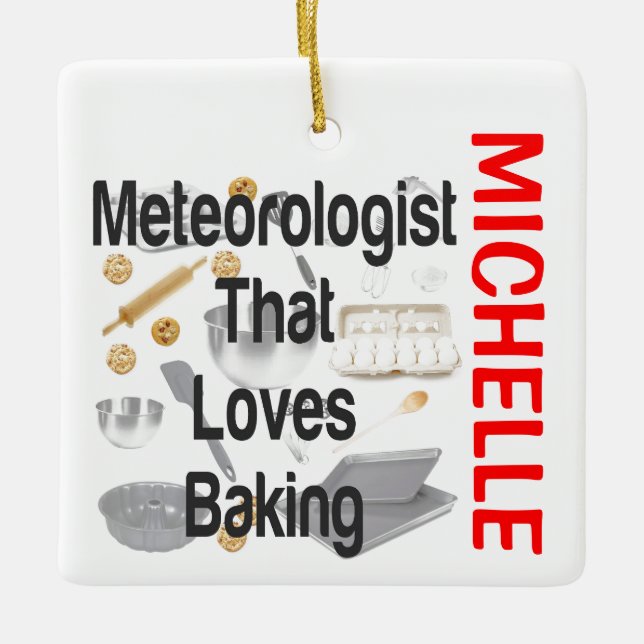 Ornement En Céramique Météorologue aime cuisiner sur mesure (Devant)