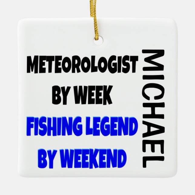 Ornement En Céramique Météorologue aime la pêche PERSONNALISÉ (Devant)