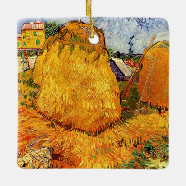 Ornement En Céramique Meules de foin en Provence par Vincent van Gogh (Devant)