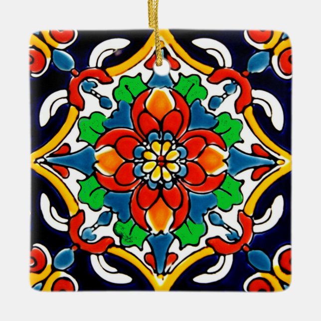 Ornement En Céramique Mexique Talavera Terracotta Carrelage Design No 5 (Devant)