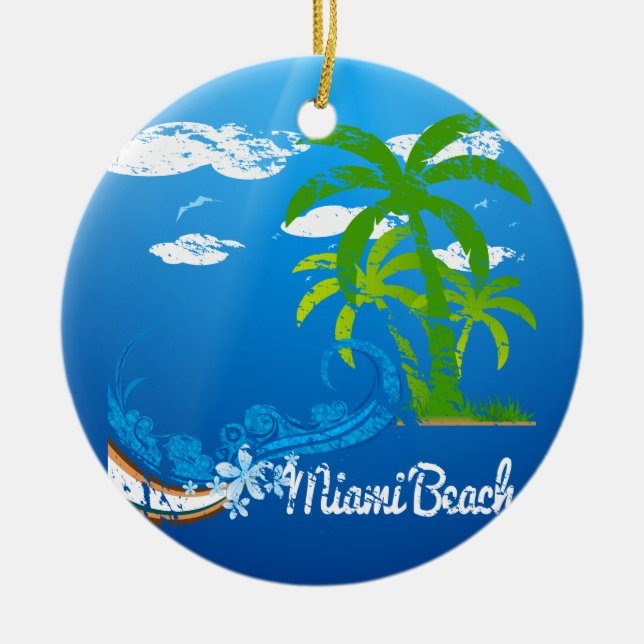 Ornement En Céramique Miami Beach Floride Souvenir (Devant)