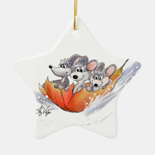 Ornement En Céramique Mic, Mac And Moe's Winter Holiday Star Ornament