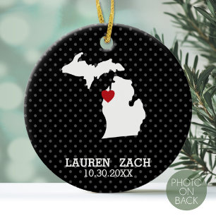 Ornement En Céramique Michigan Home State City Map - Custom Wedding