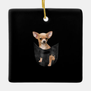 Ornement En Céramique Mignonne Chihuahua dans votre poche Noël