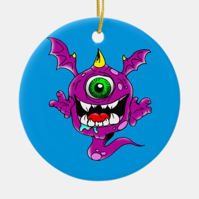 Ornement En Céramique Mignons pourpres gens mangent Monster (Devant)