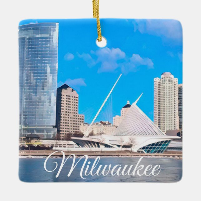 Ornement en céramique Milwaukee Wisconsin Skyline (Devant)