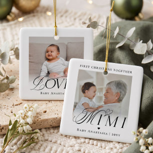 Ornement En Céramique Mimi Premier Noël Petit-enfant Photo Souvenir