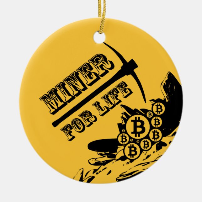 Ornement En Céramique Mineur de Bitcoin pendant la vie (Devant)