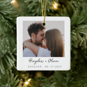 Ornement En Céramique Mini Fiançailles élégant photo Noël