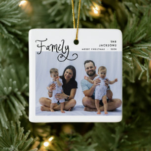 Ornement En Céramique Minimal Famille Photo Fantaisie Joyeux Noël