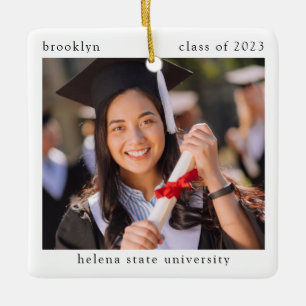 Ornement En Céramique Minimalist Photo Graduation Keepsake 