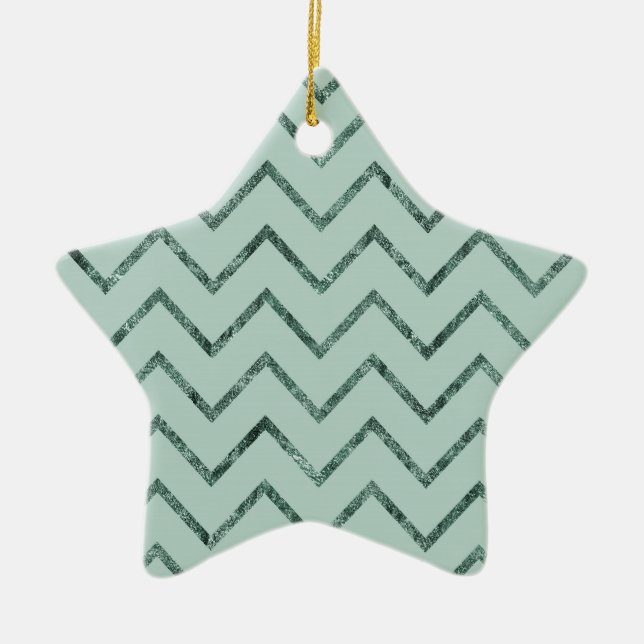Ornement En Céramique Mint Glam Chevron Zigzag Stripes (Devant)