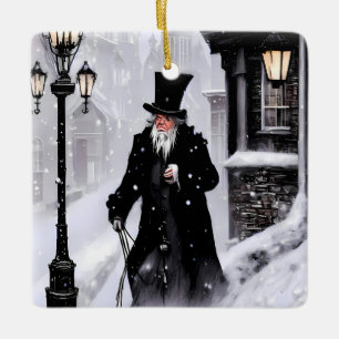 Ornement En Céramique Misère Ebenezer Scrooge Snowy Victorian Street
