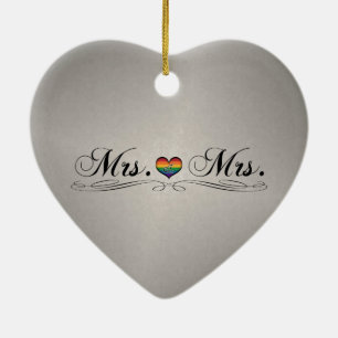 Ornement En Céramique Mme et Mme Lesbian Pride Typographie Design
