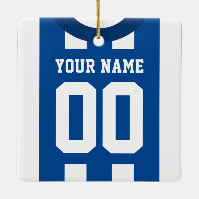 Ornement En Céramique Modèle bleu Jersey Sports Personnalisable (Dos)