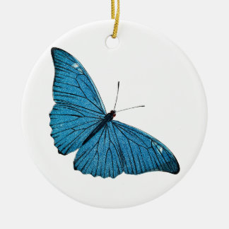 Ornement En Céramique Modèle customisé par papillon bleu vintage de