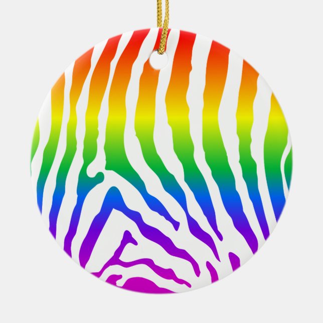 Ornement En Céramique Modèle Rainbow Zebra (Devant)
